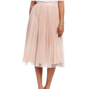 Adrianna Papell sunburst pleat tulle skirt, blush, Sz 4, NWT